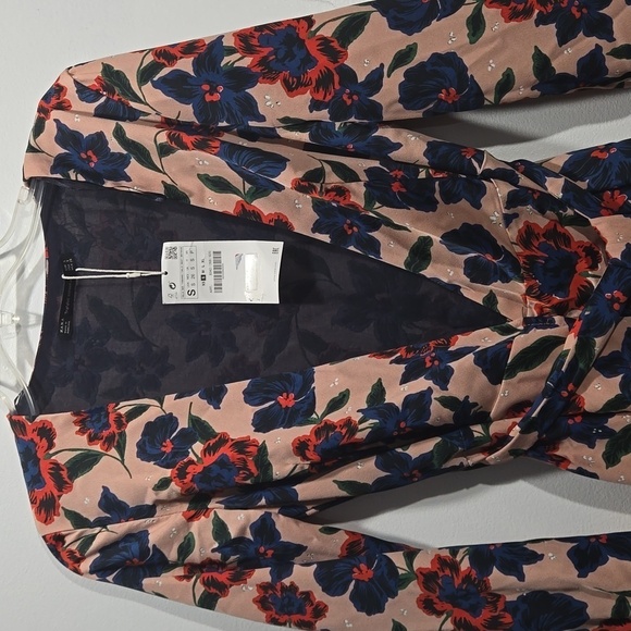 NEW ZARA Trafaluc Collection Floral Flower Print Belted Midi Dress Small - Picture 3 of 8